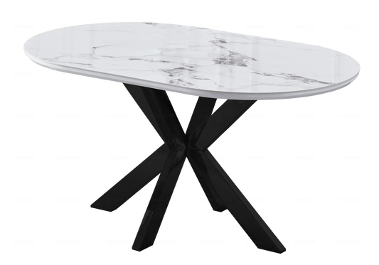 Table Marbre Blanc et Chaises Noires – STEPHANY