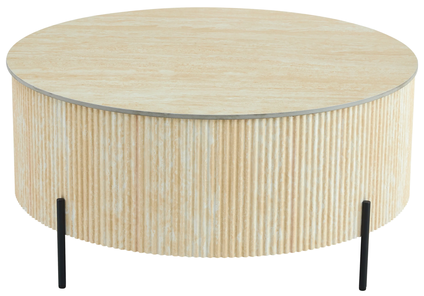 Table basse ronde céramique travertin naturel – Galerie du Mobilier