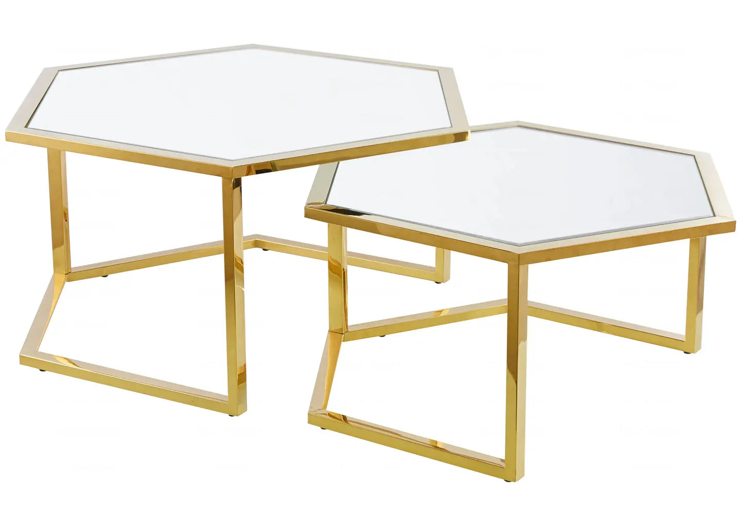 Tables gigognes dorées en verre – Galerie du Mobilier