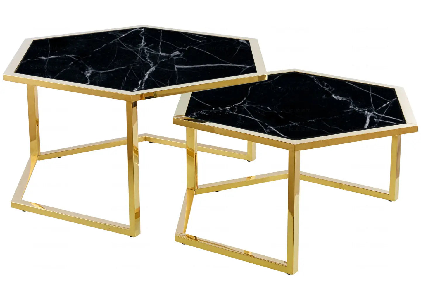Tables gigognes marbre noir doré – Galerie du Mobilier - Vue 1