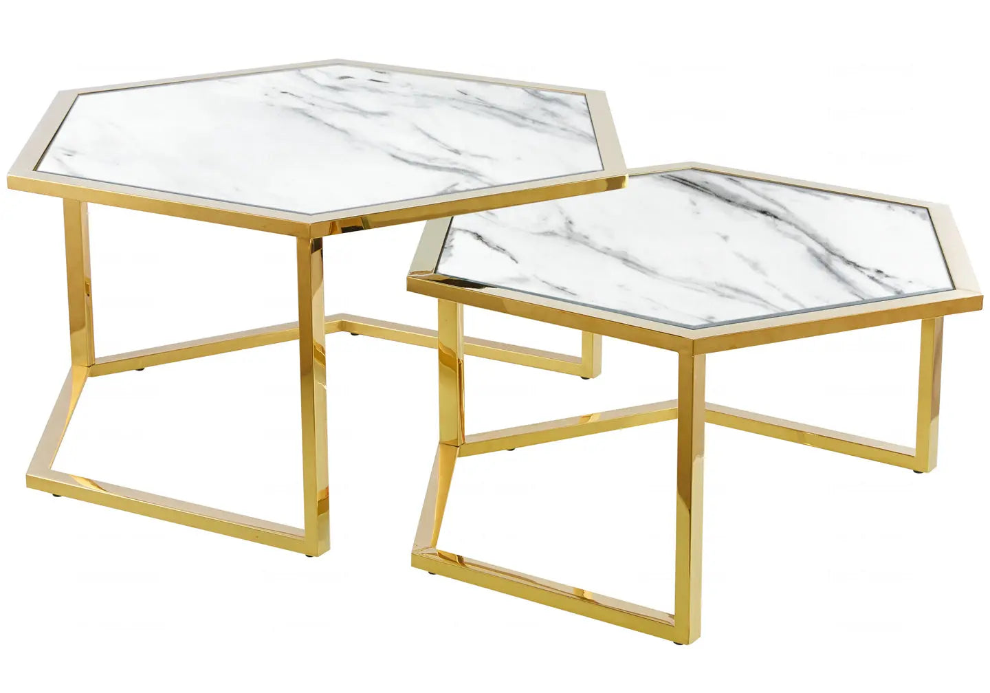 Tables gigognes marbre noir doré – Galerie du Mobilier
