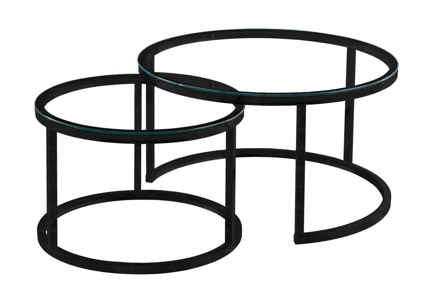 Tables gigognes noires en verre – Galerie du Mobilier - Vue 1